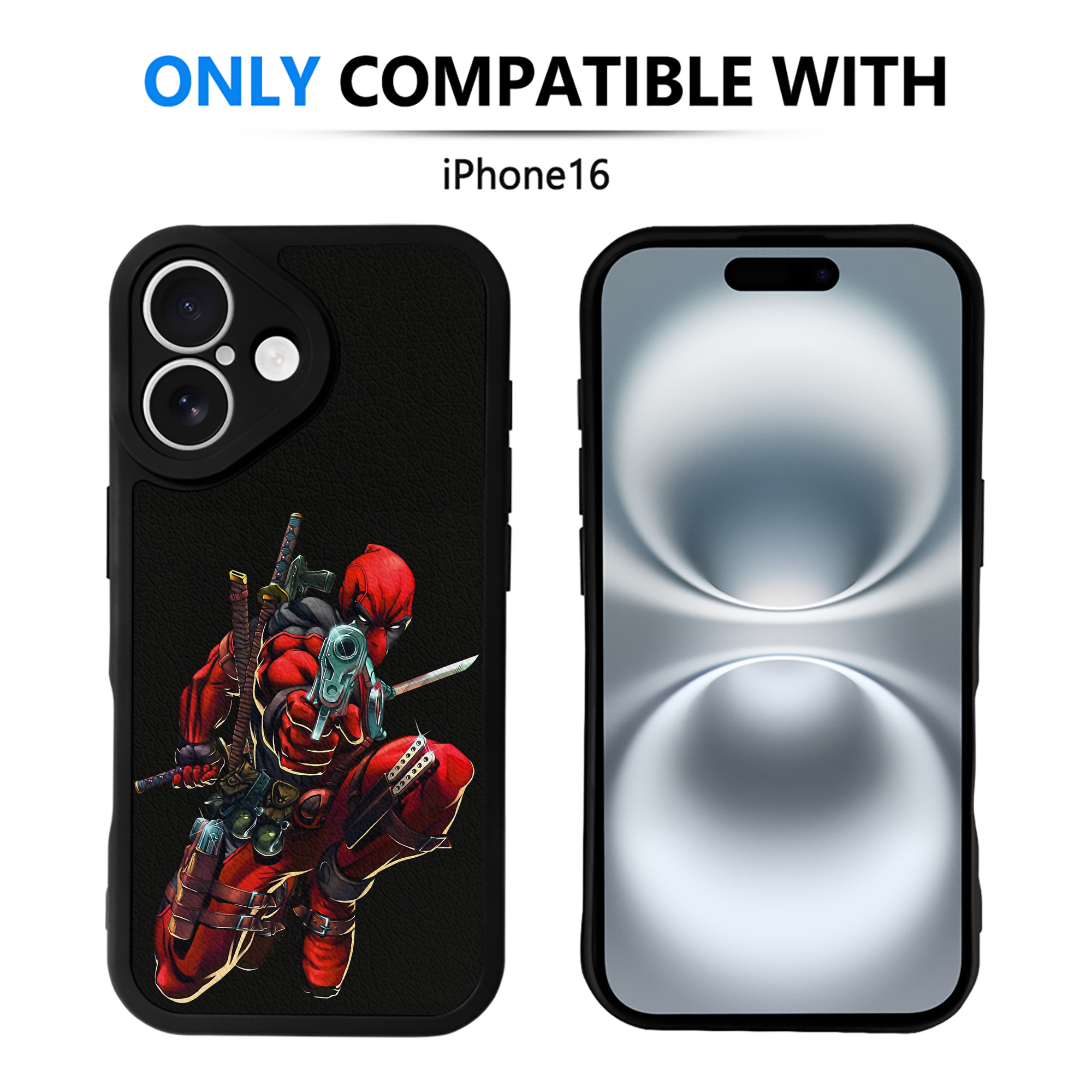 （画像用） Deadpool デッドプール 【iPhone 16シリーズ対応】シリコンスマホケース（レザー調） 材質：シリコン